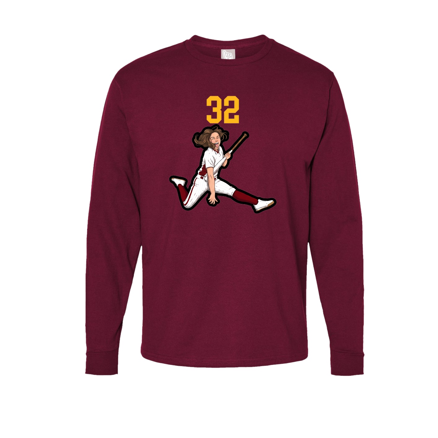 Long Sleeve Tee — Number Top in Cardinal