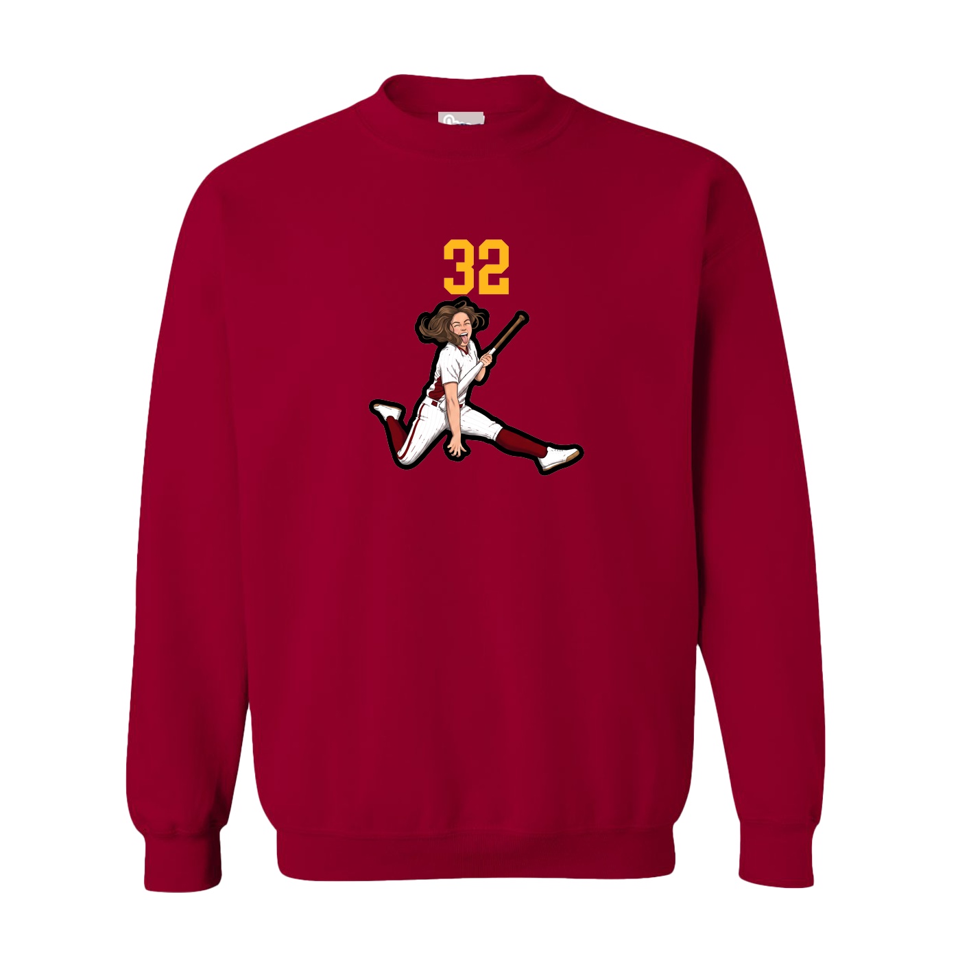 Fleece Crew — Number Top in Cardinal