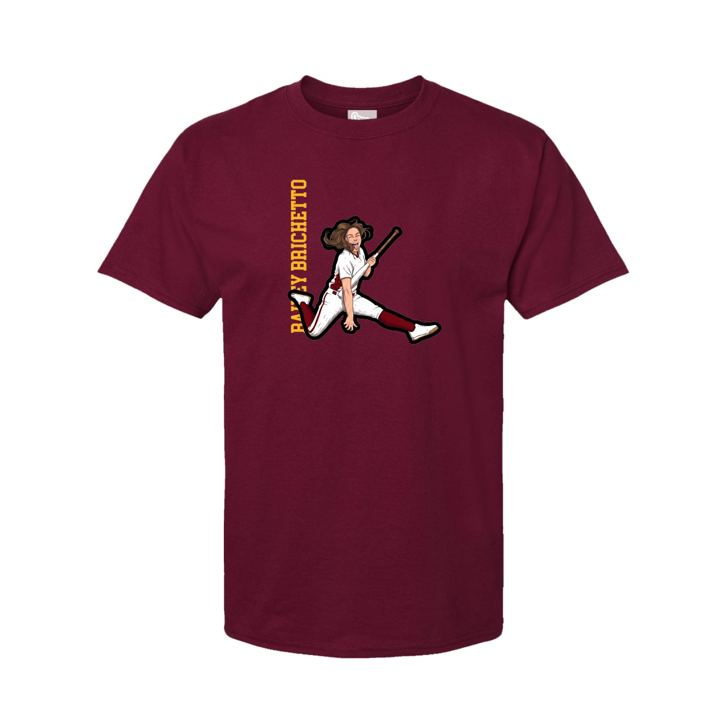 Youth Tee — Name Vertical in Cardinal