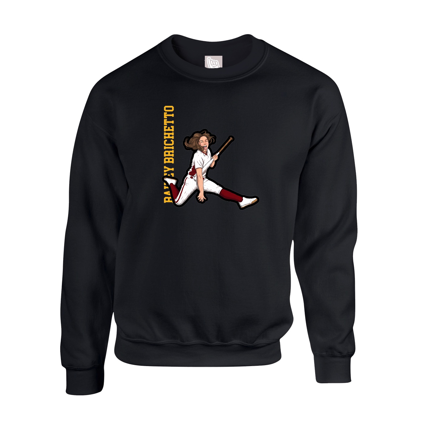 Fleece Crew — Name Vertical in Black