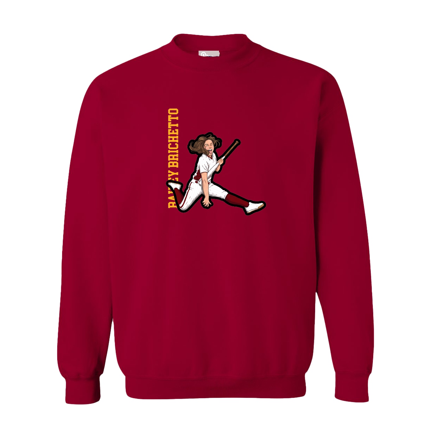 Fleece Crew — Name Vertical in Cardinal