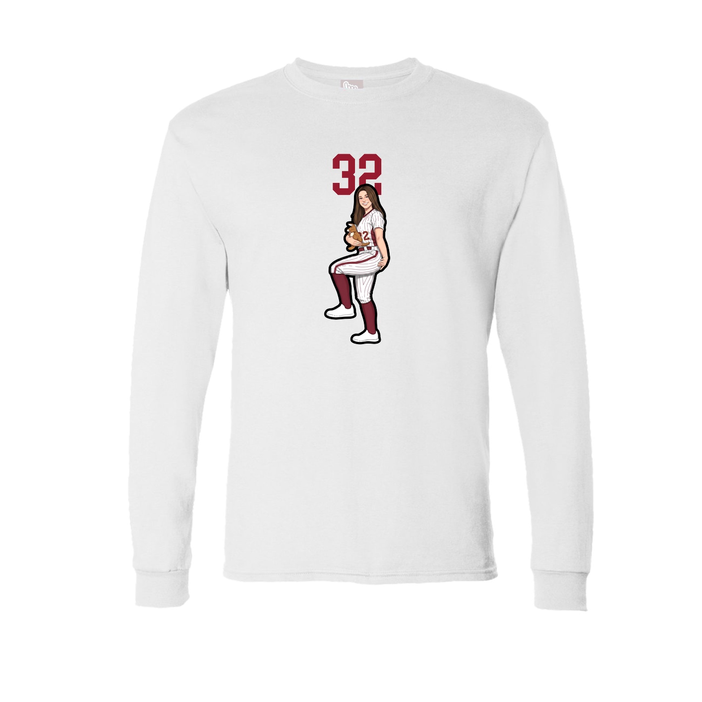 Long Sleeve Tee — Number Top in White