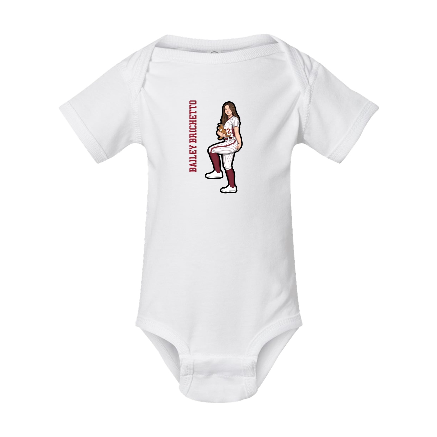 Baby Onesie — Name Vertical in White