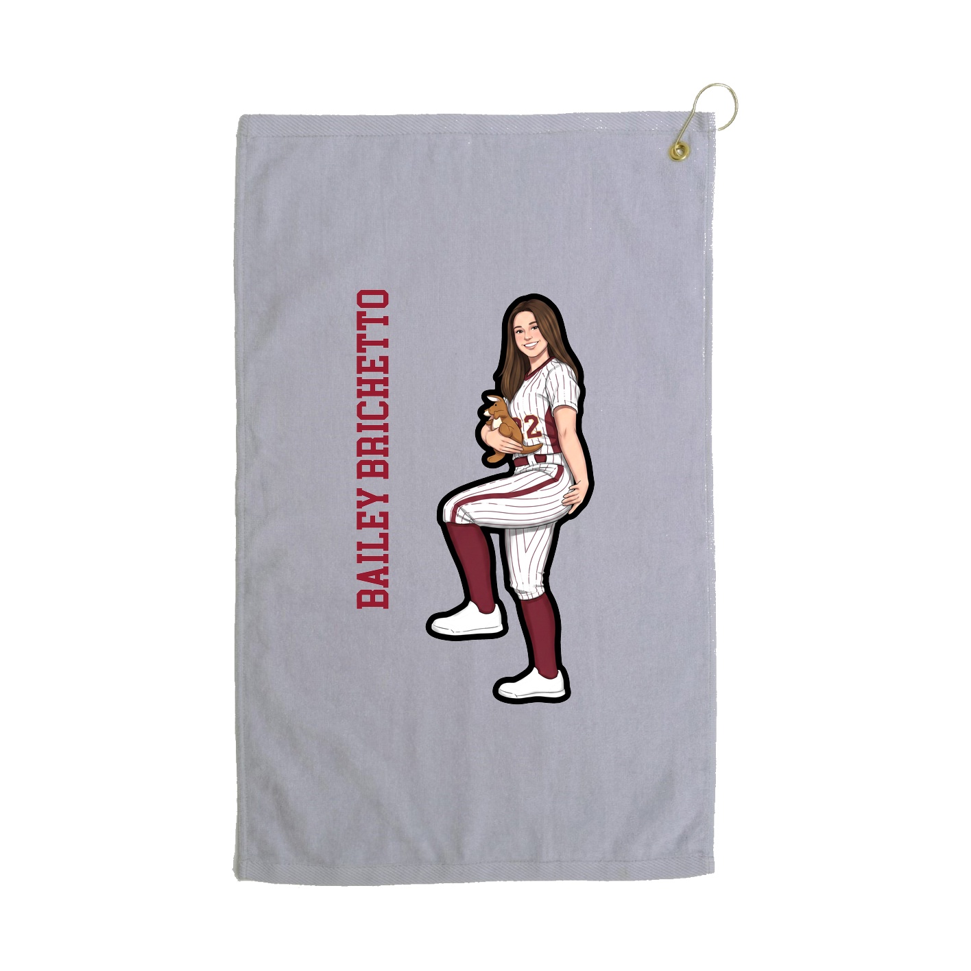 Golf Towel — Name Vertical in Grey