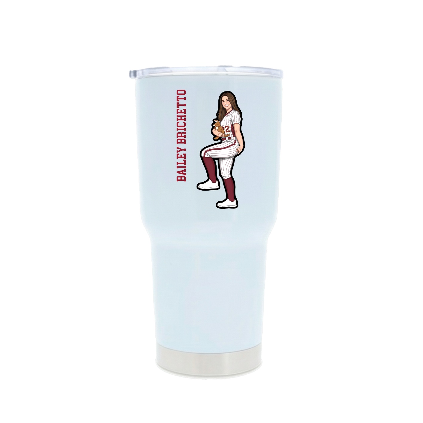 30oz Stainless Steel Tumbler — Name Vertical in White