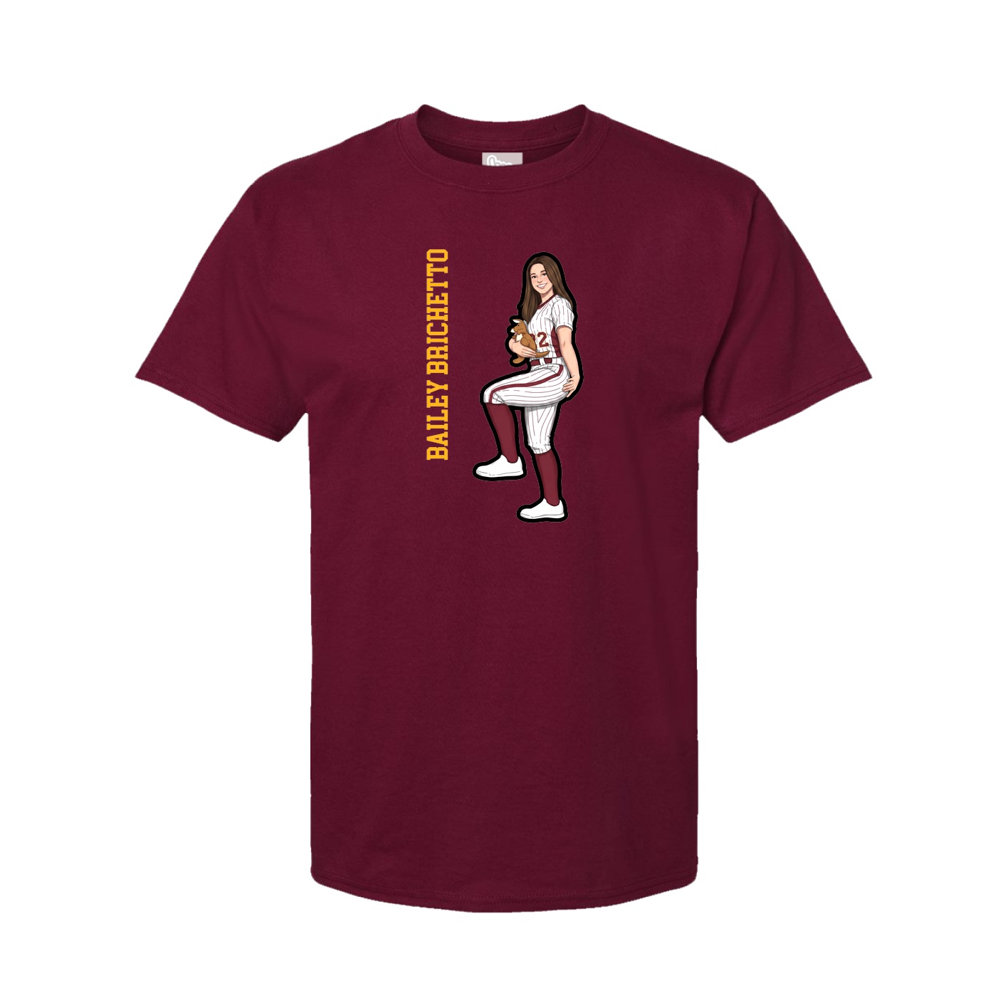 Youth Tee — Name Vertical in Cardinal