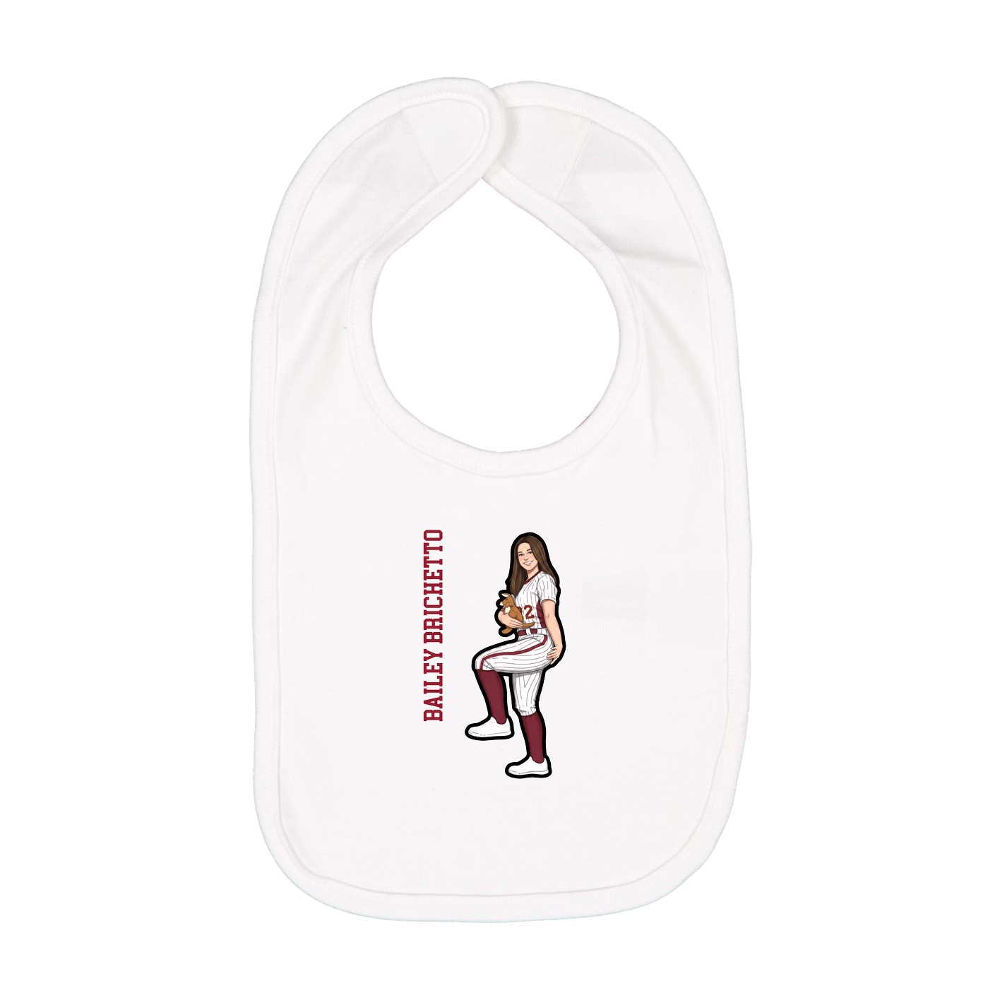 Infant Bib — Name Vertical in White