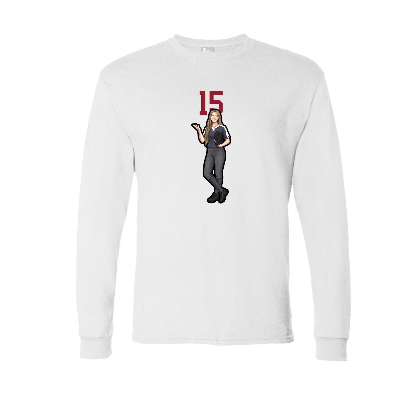 Long Sleeve Tee — Number Top in White