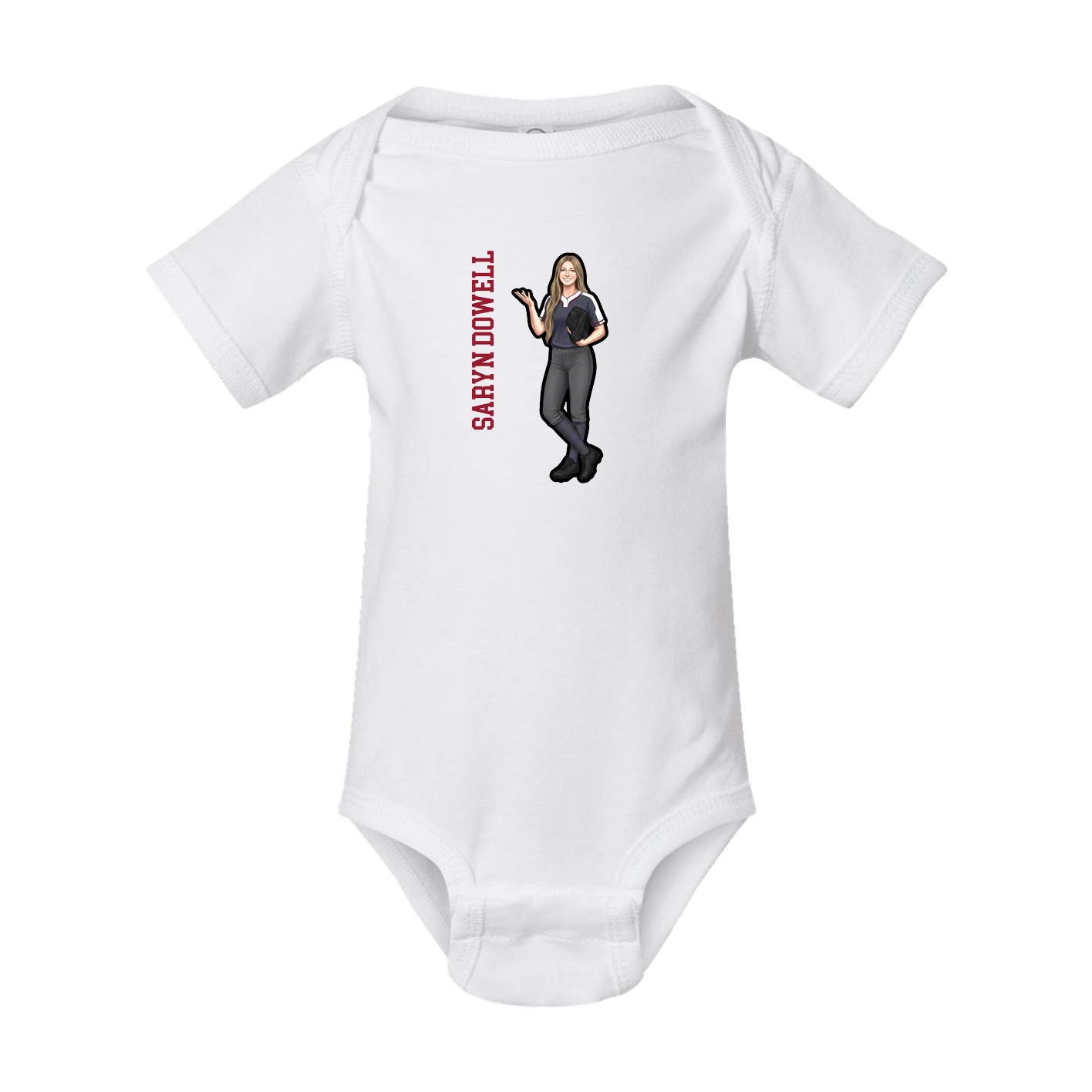 Baby Onesie — Name Vertical in White