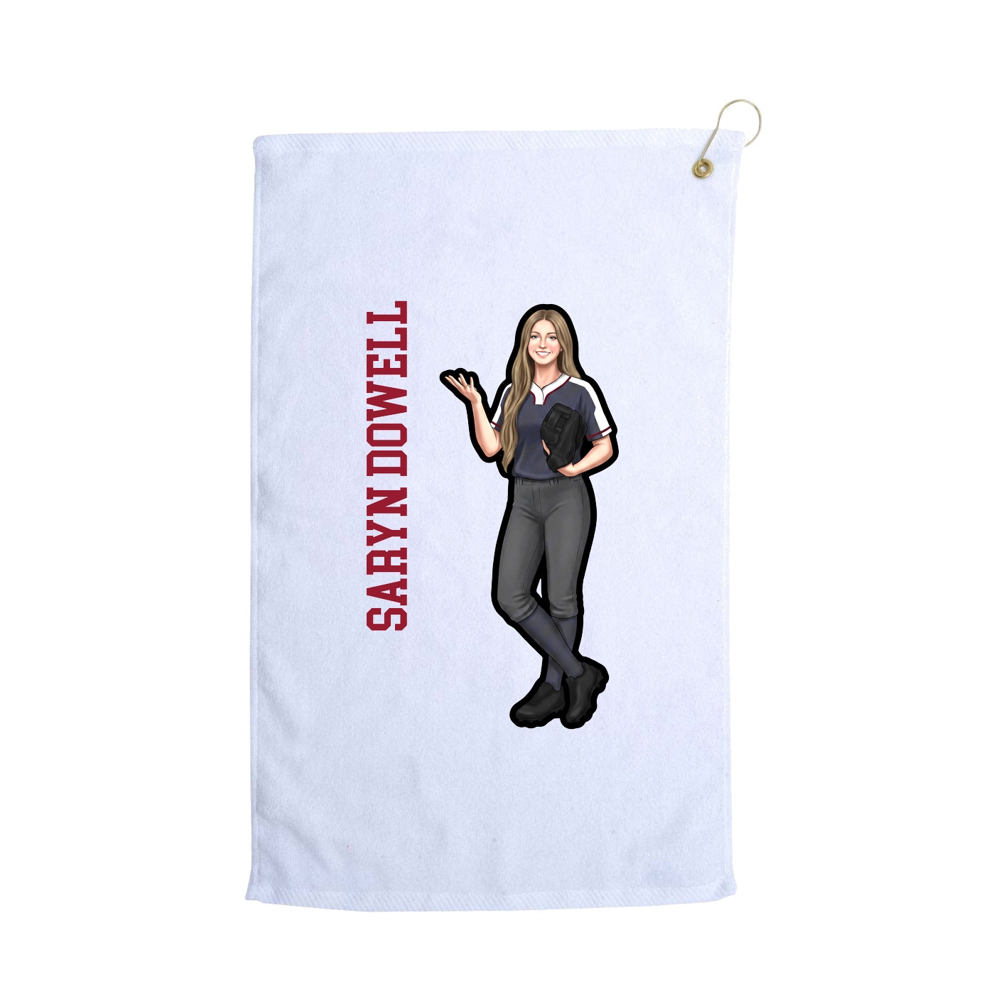 Golf Towel — Name Vertical in White