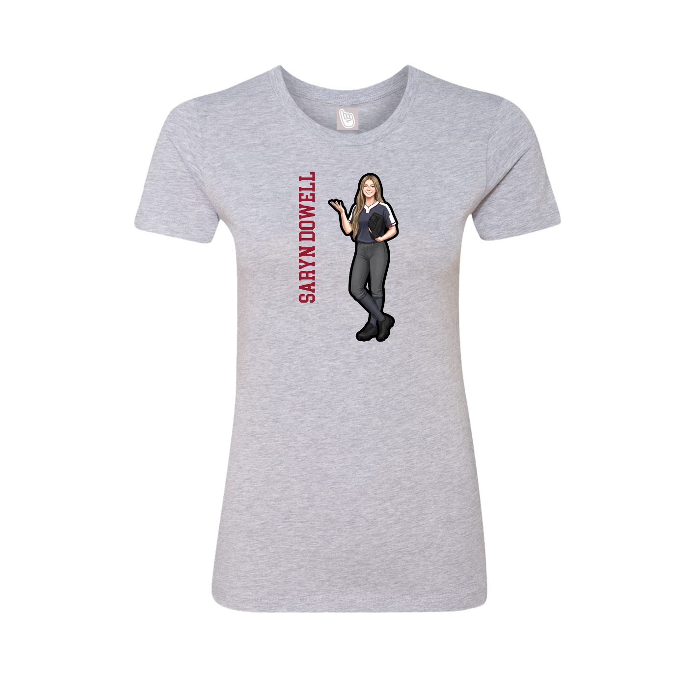 Fitted Women's Tee — Name Vertical in Grey
