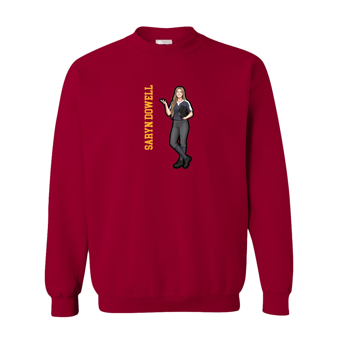 Fleece Crew — Name Vertical in Cardinal