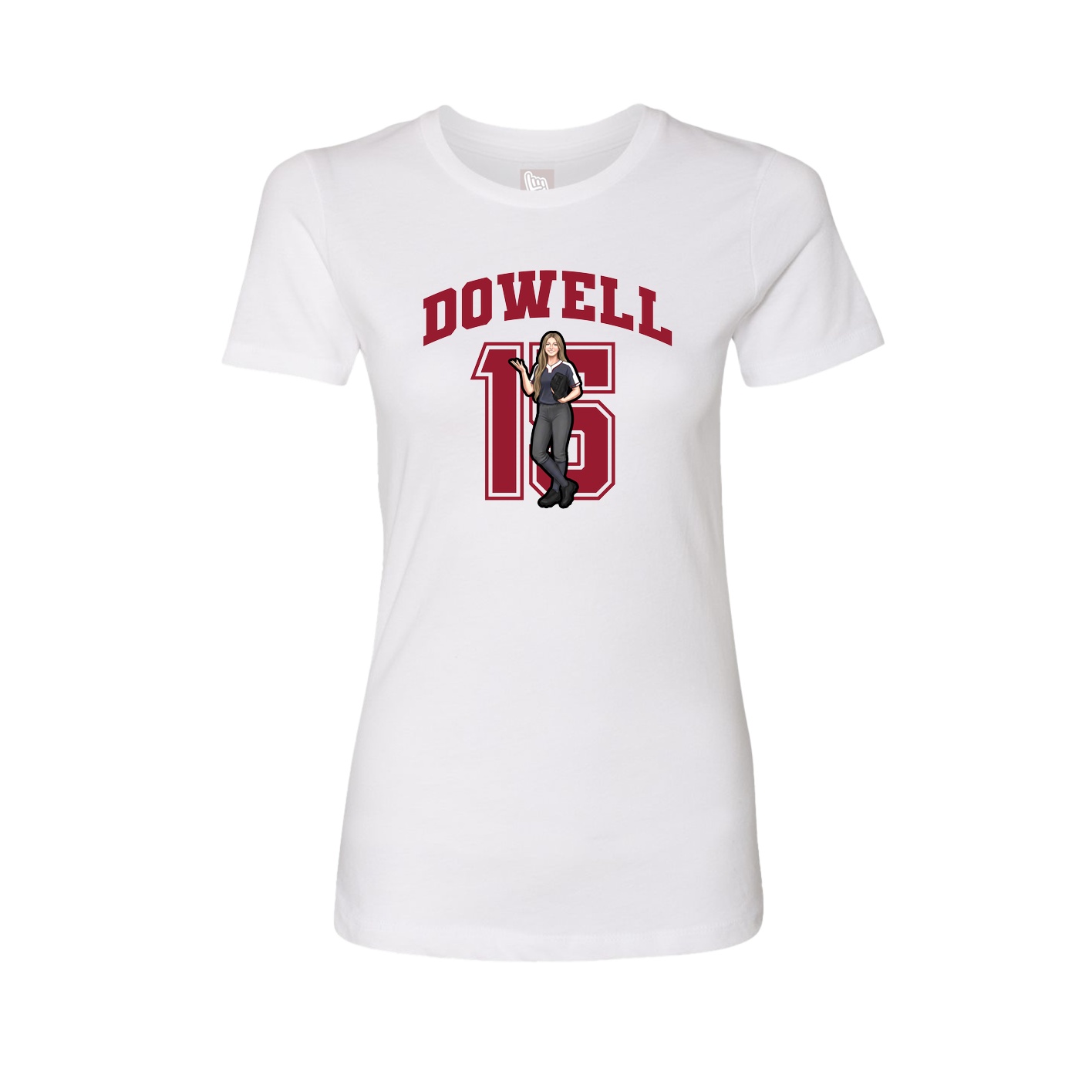 Fitted Women's Tee — Number in White
