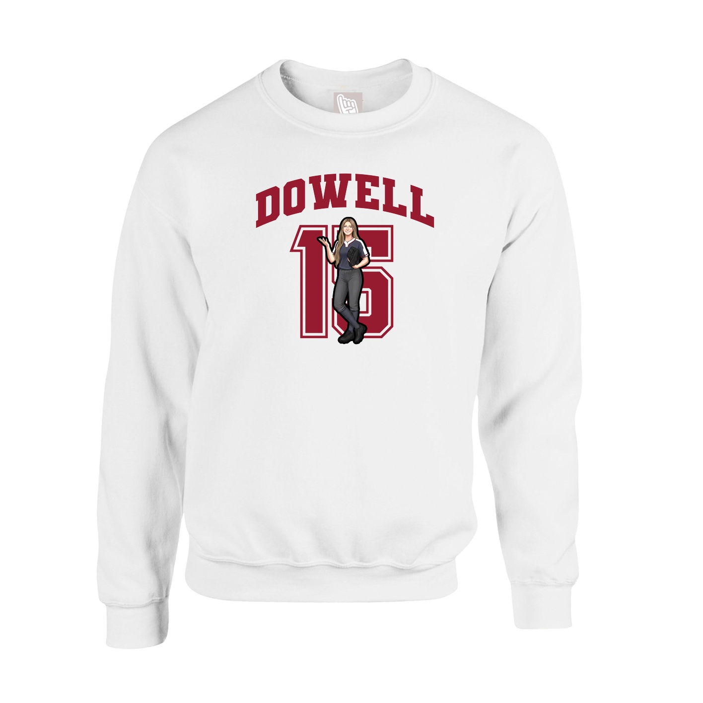 Fleece Crew — Number in White