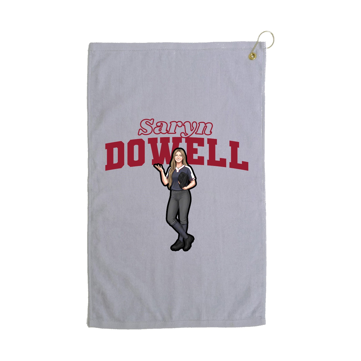 Golf Towel — Name Arch in Grey