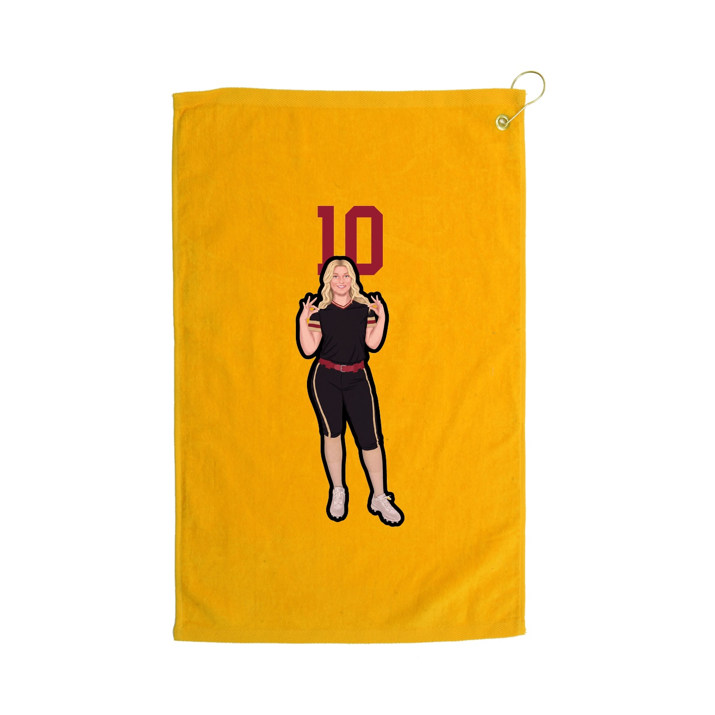 Golf Towel — Number Top in Gold