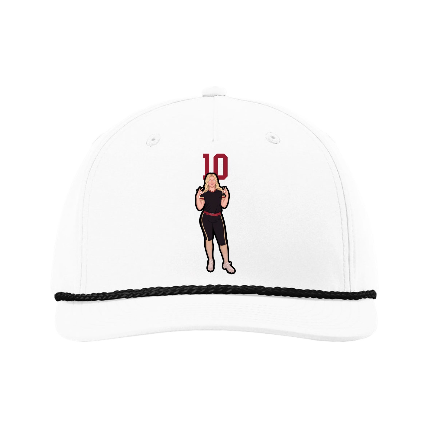 Five-Panel Classic Rope Cap — Number Top in White