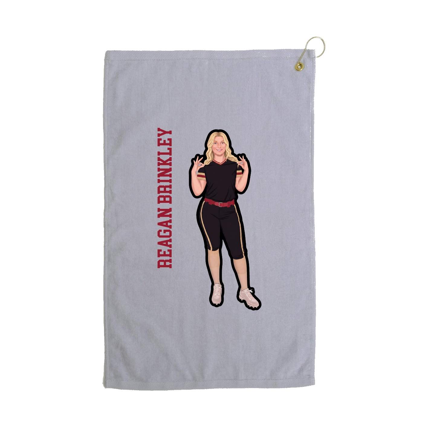 Golf Towel — Name Vertical in Grey
