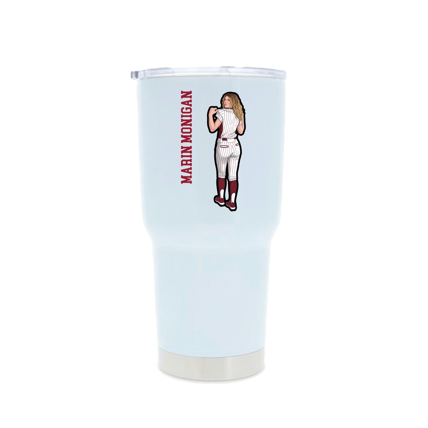 30oz Stainless Steel Tumbler — Name Vertical in White