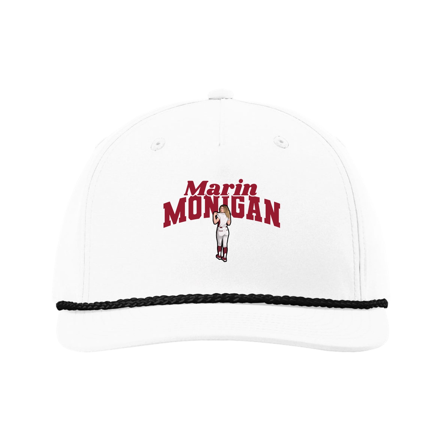 Five-Panel Classic Rope Cap — Signature Arch in White