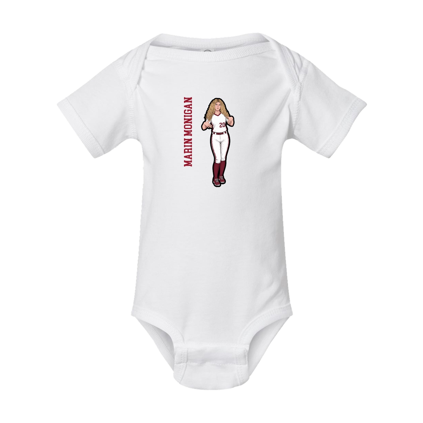 Baby Onesie — Name Vertical in White