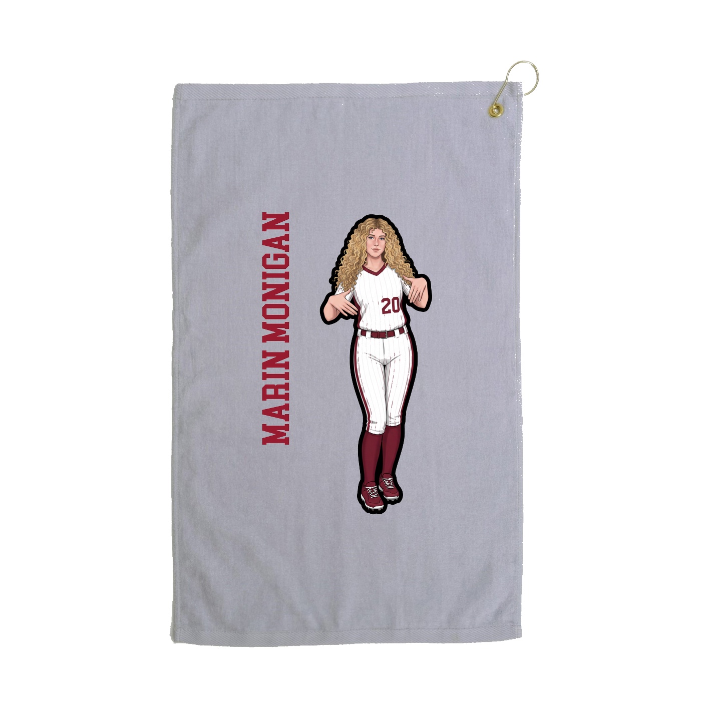 Golf Towel — Name Vertical in Grey