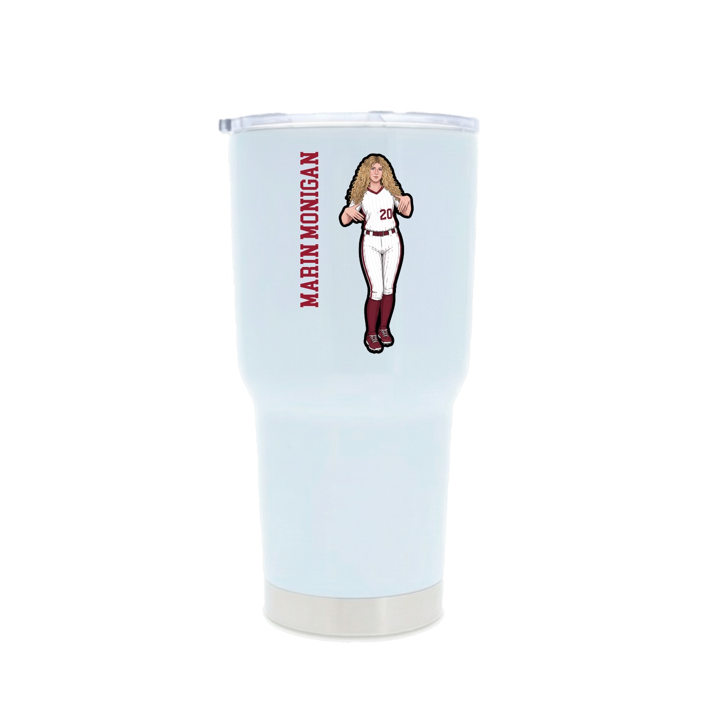 30oz Stainless Steel Tumbler — Name Vertical in White