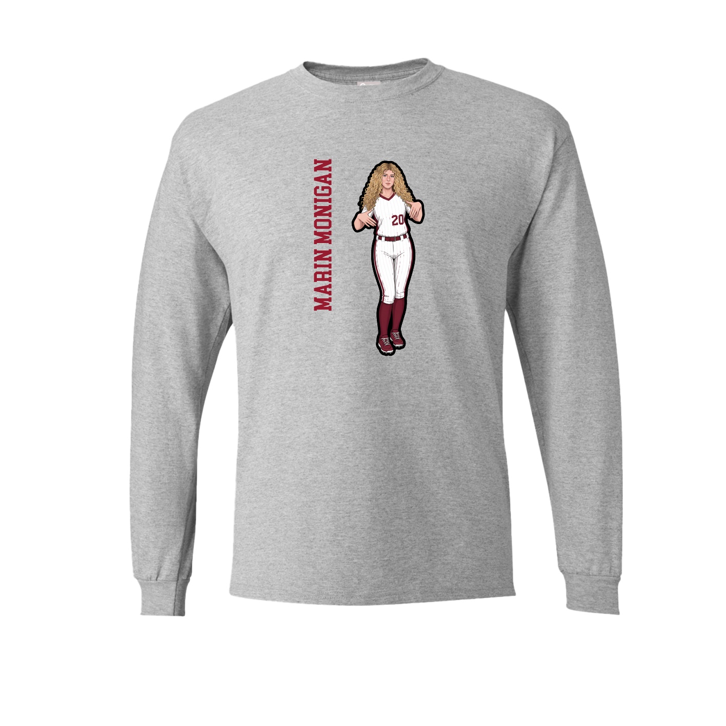 Long Sleeve Tee — Name Vertical in Grey