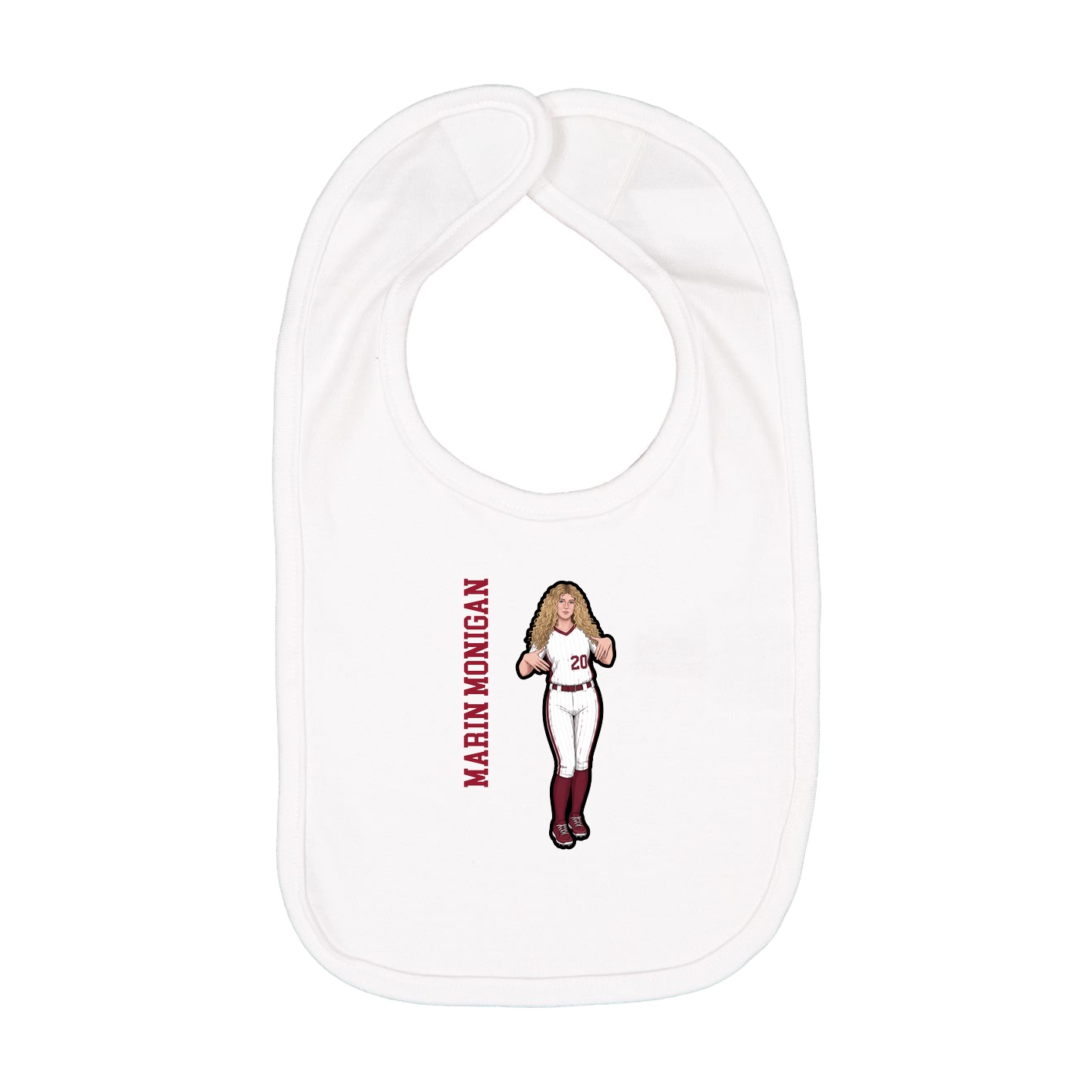 Infant Bib — Name Vertical in White