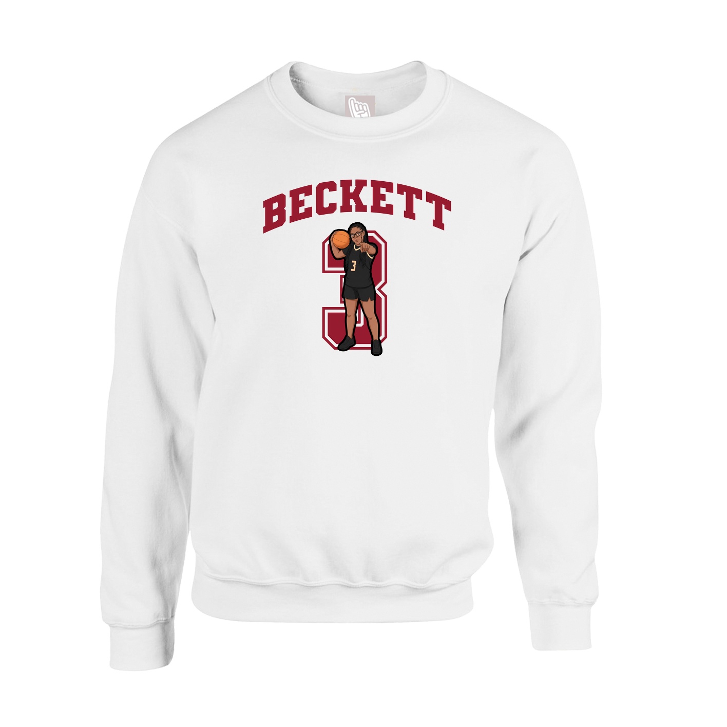 Fleece Crew — Number in White