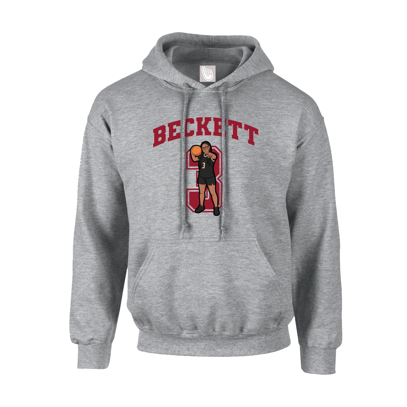 Youth Hoodie — Number in Grey
