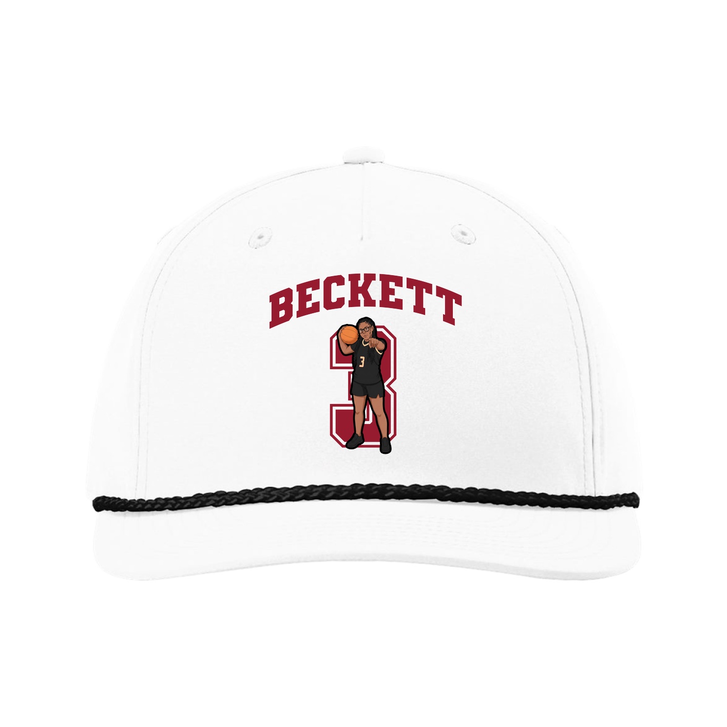 Five-Panel Classic Rope Cap — Number in White