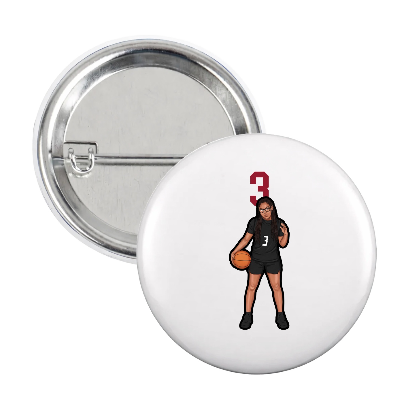 Game Day Button — Number Top in White
