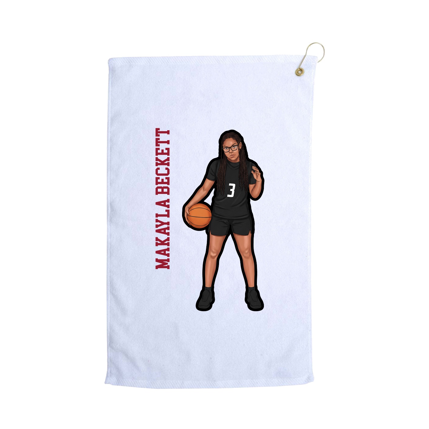 Golf Towel — Name Vertical in White