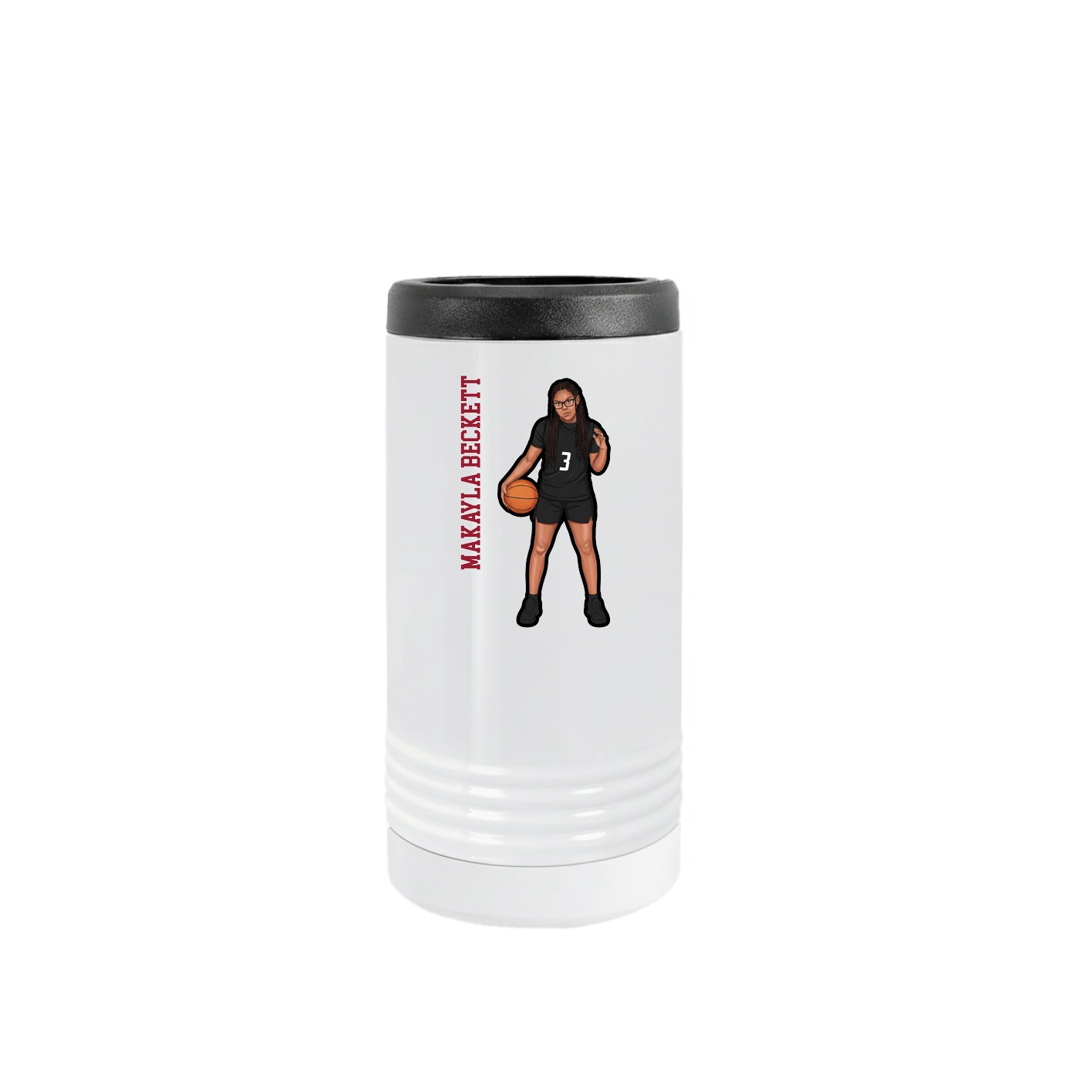 Slim Beverage Holder — Name Vertical in White