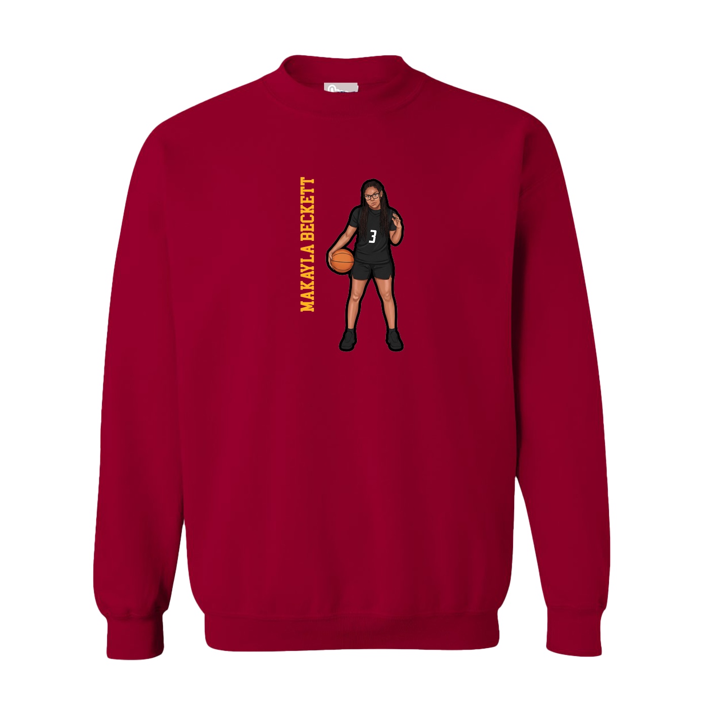 Fleece Crew — Name Vertical in Cardinal