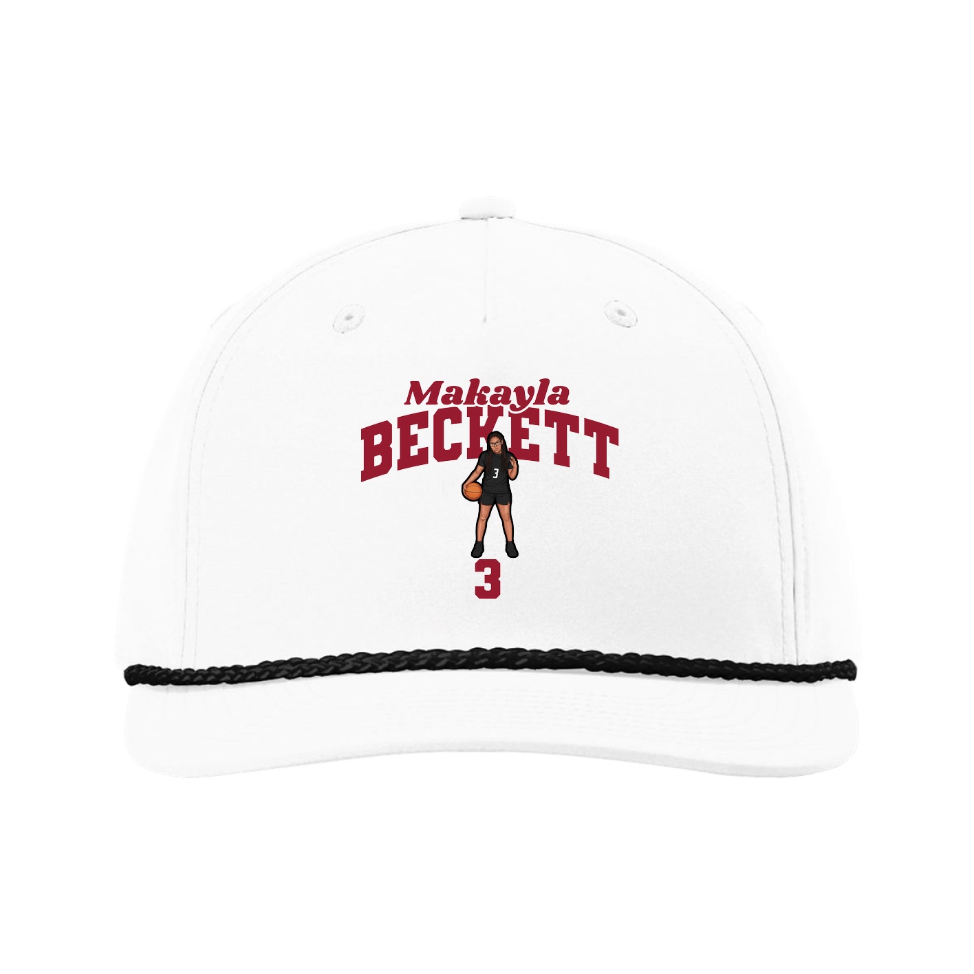 Five-Panel Classic Rope Cap — Signature Arch in White