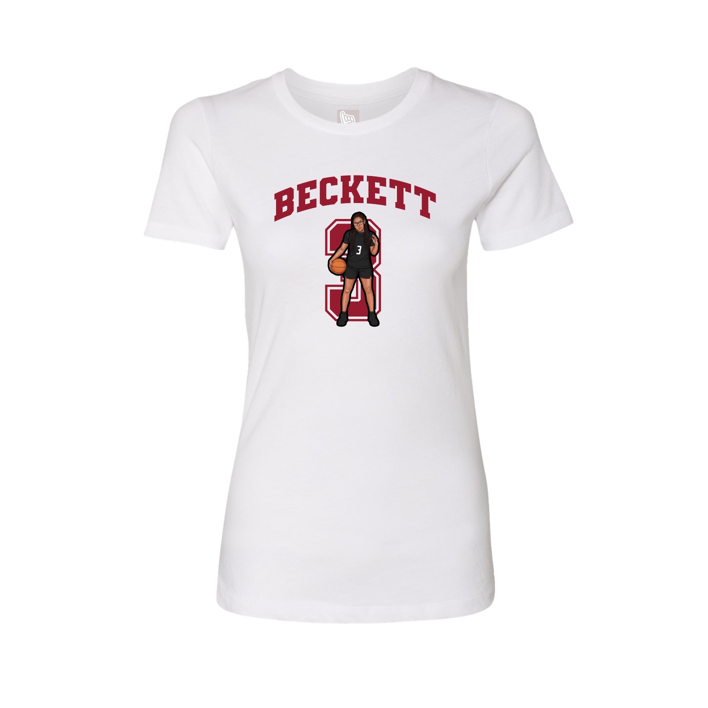Fitted Women's Tee — Number in White