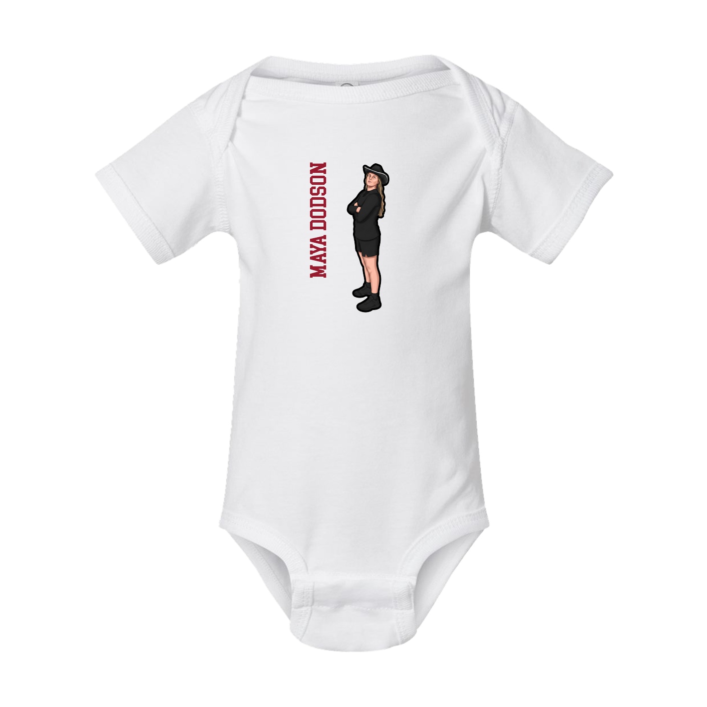 Baby Onesie — Name Vertical in White