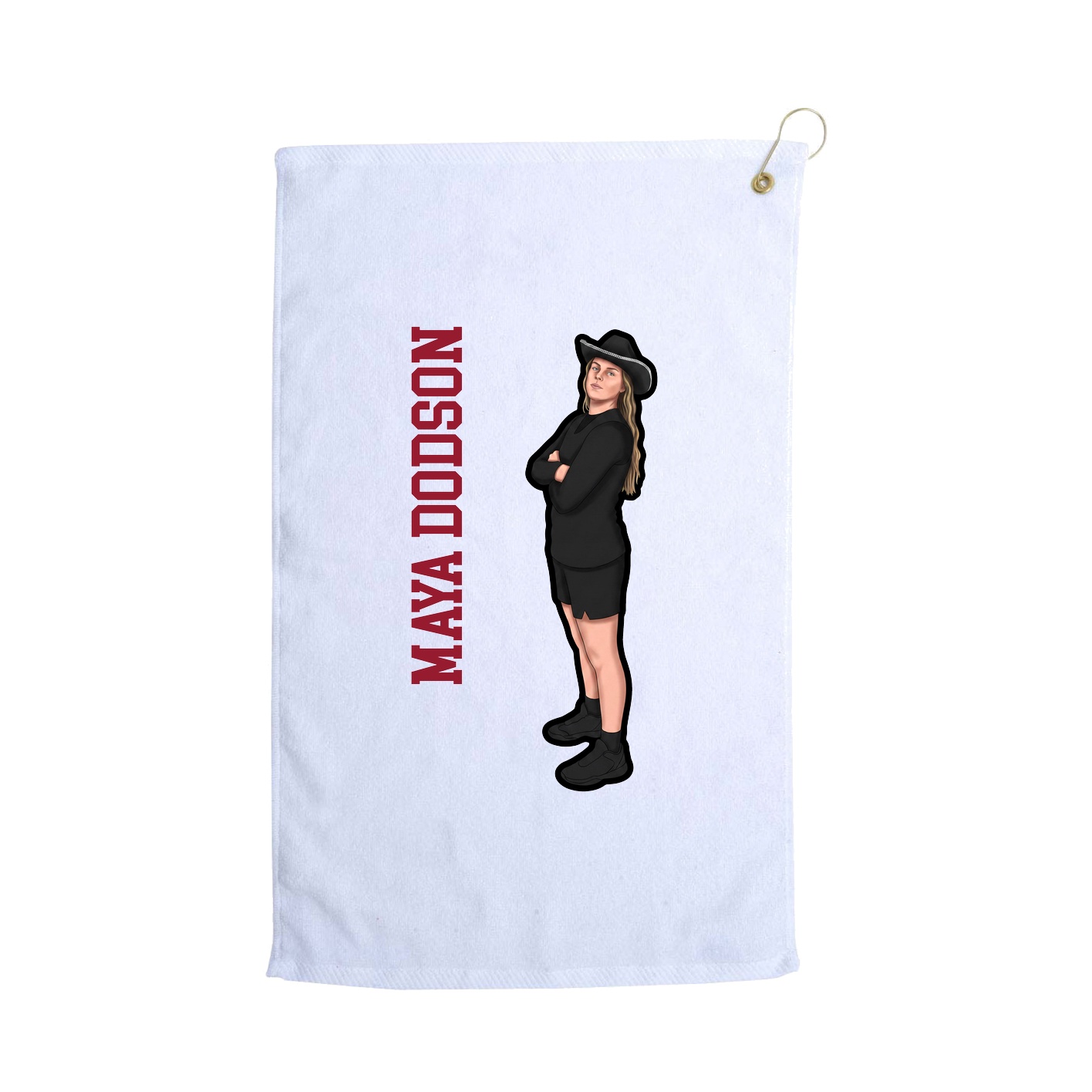 Golf Towel — Name Vertical in White