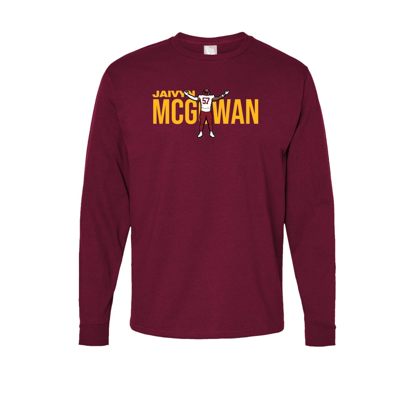 Long Sleeve Tee — Player Name in Cardinal