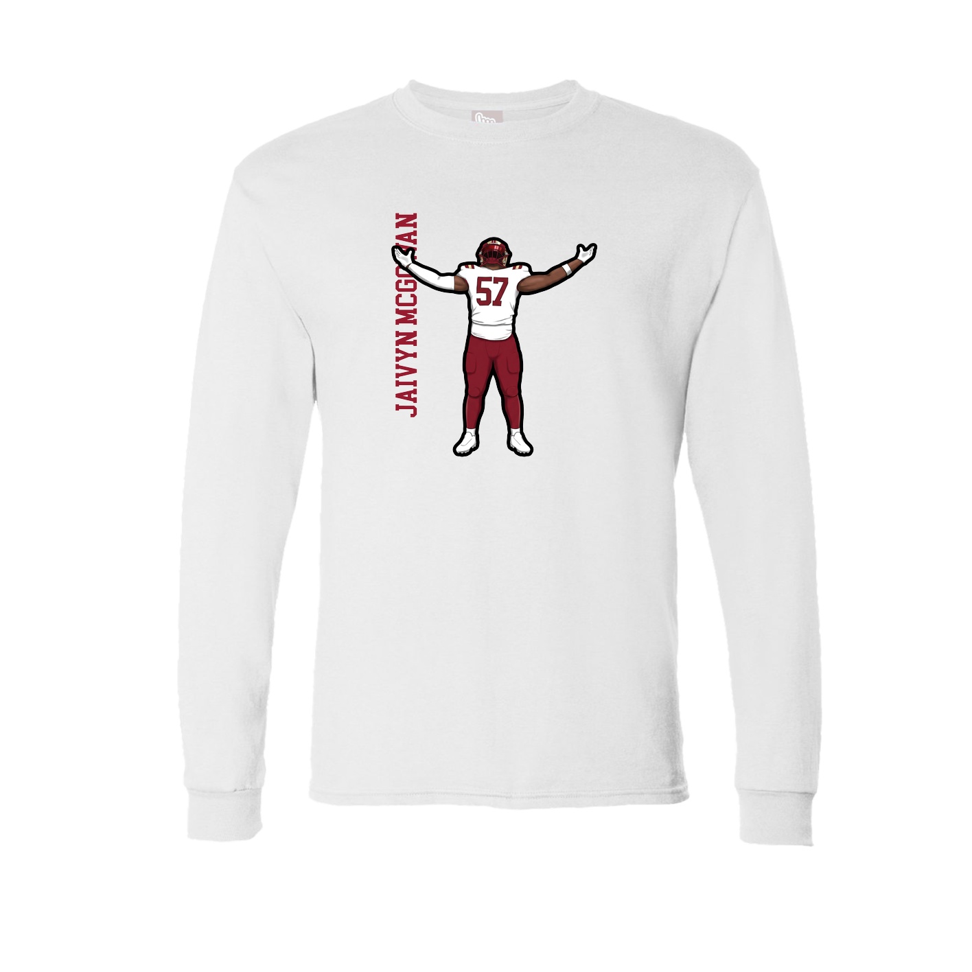 Long Sleeve Tee — Name Vertical in White