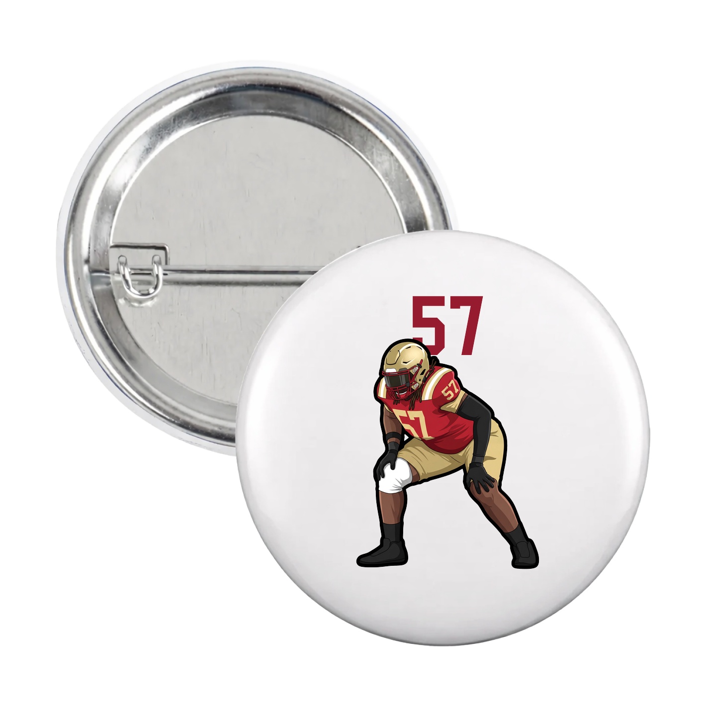 Game Day Button — Number Top in White