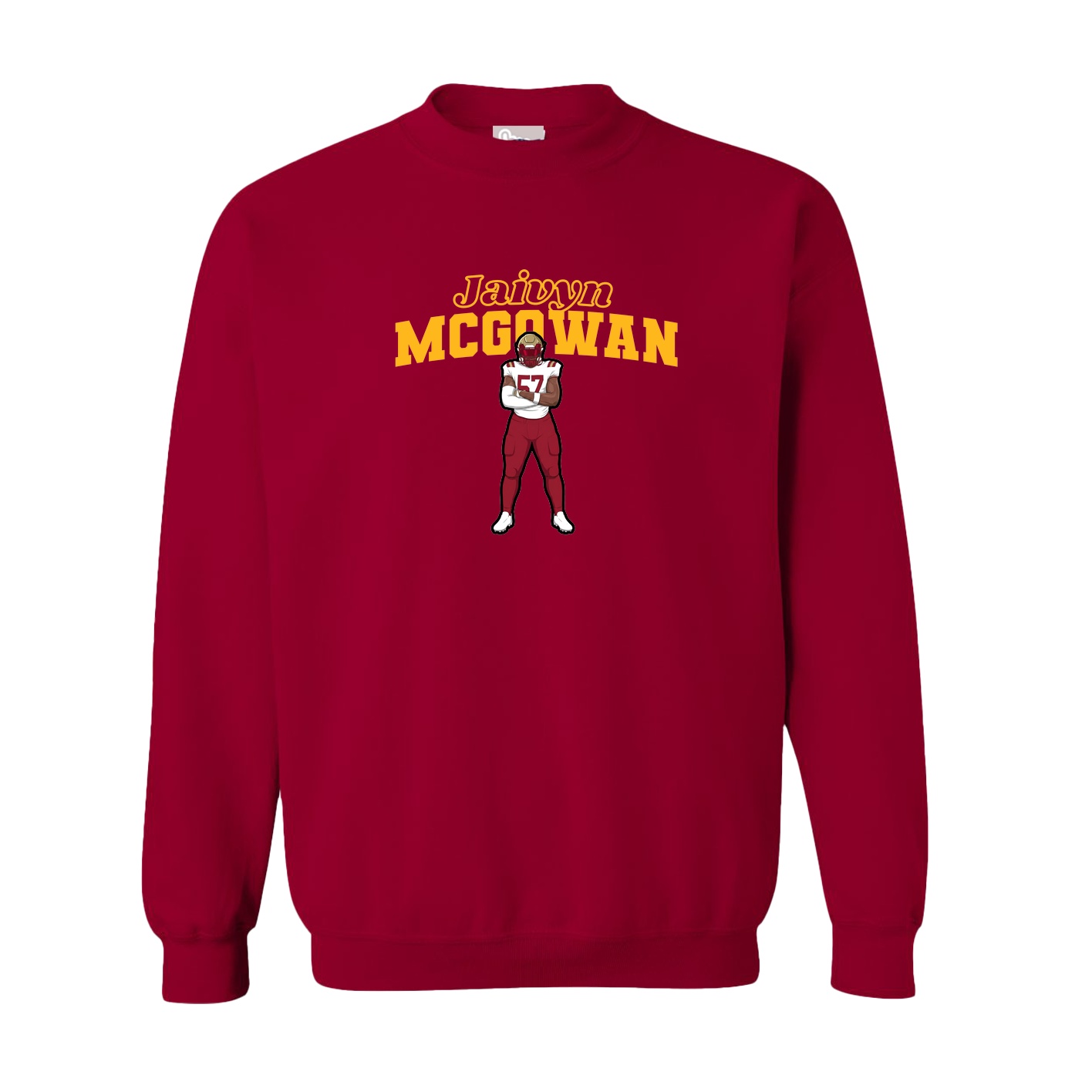 Fleece Crew — Name Arch in Cardinal