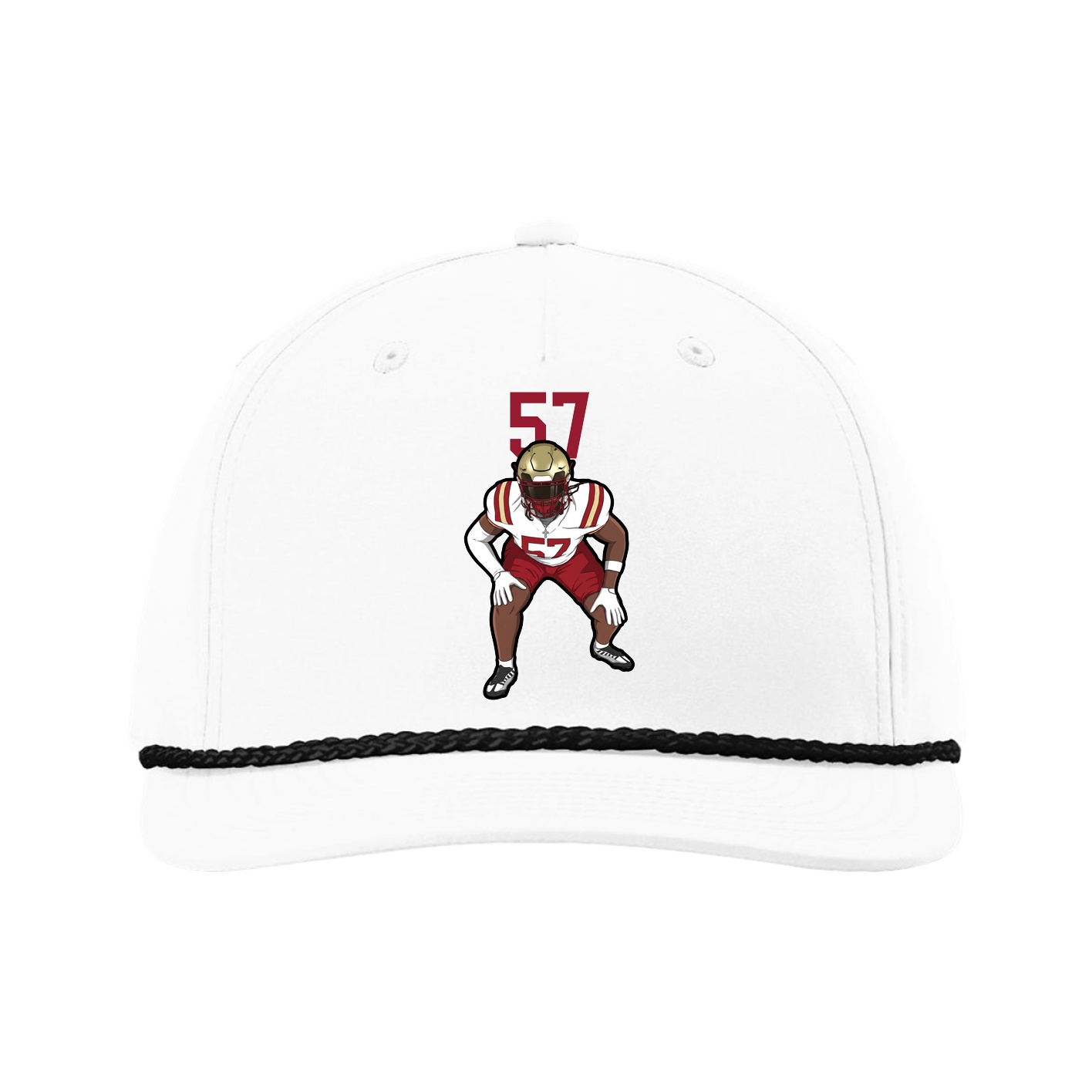 Five-Panel Classic Rope Cap — Number Top in White