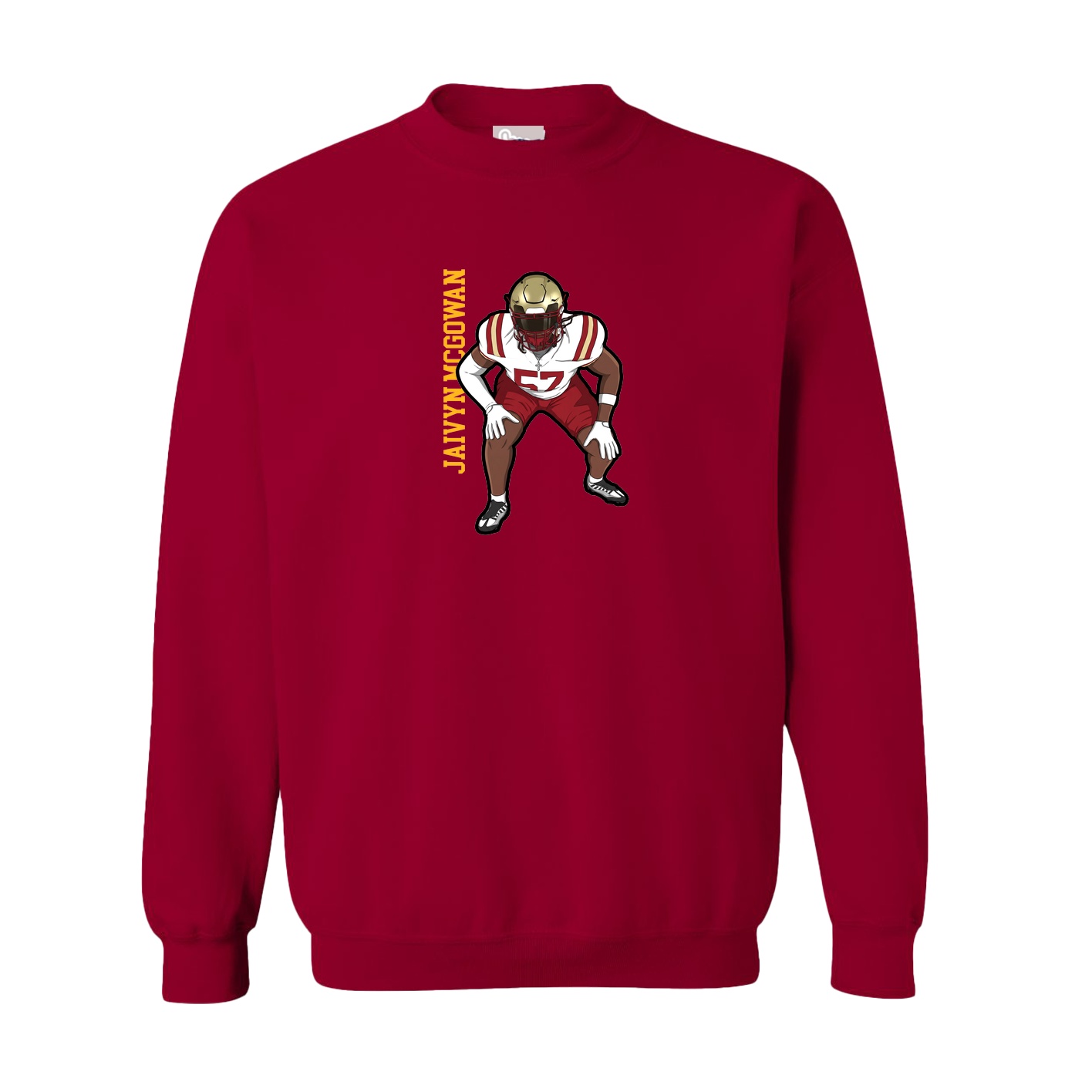 Fleece Crew — Name Vertical in Cardinal
