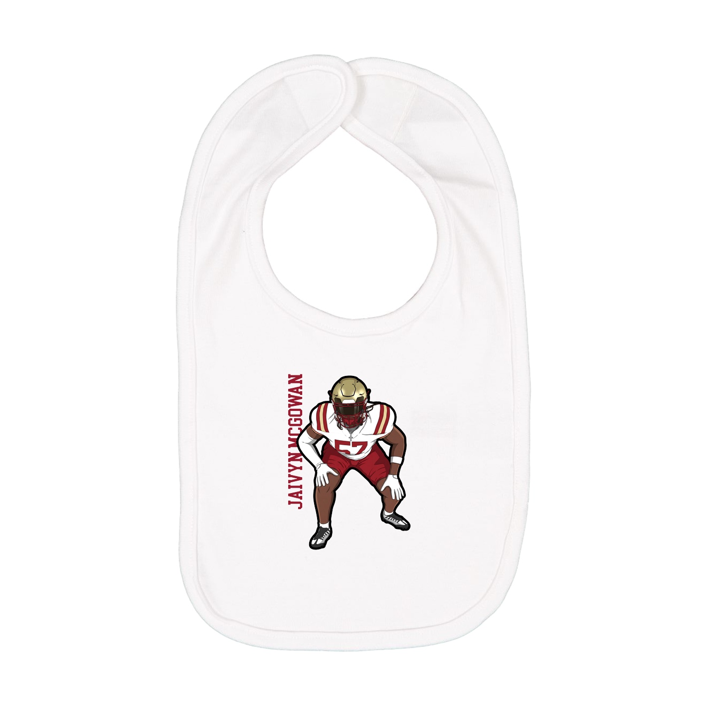 Infant Bib — Name Vertical in White