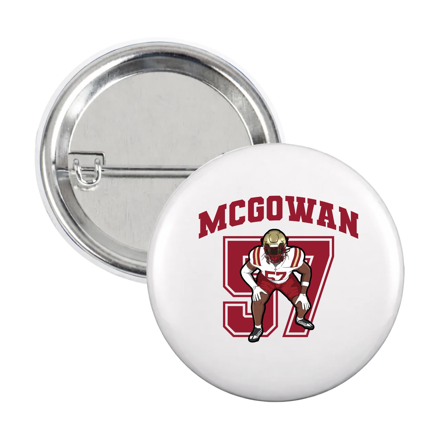 Game Day Button — Number in White