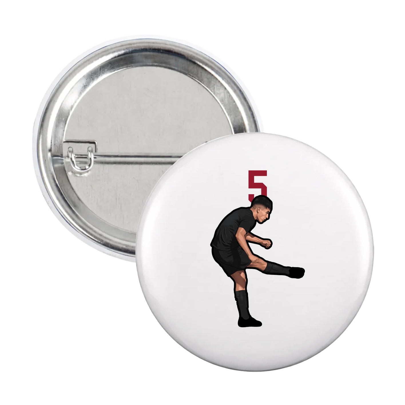 Game Day Button — Number Top in White