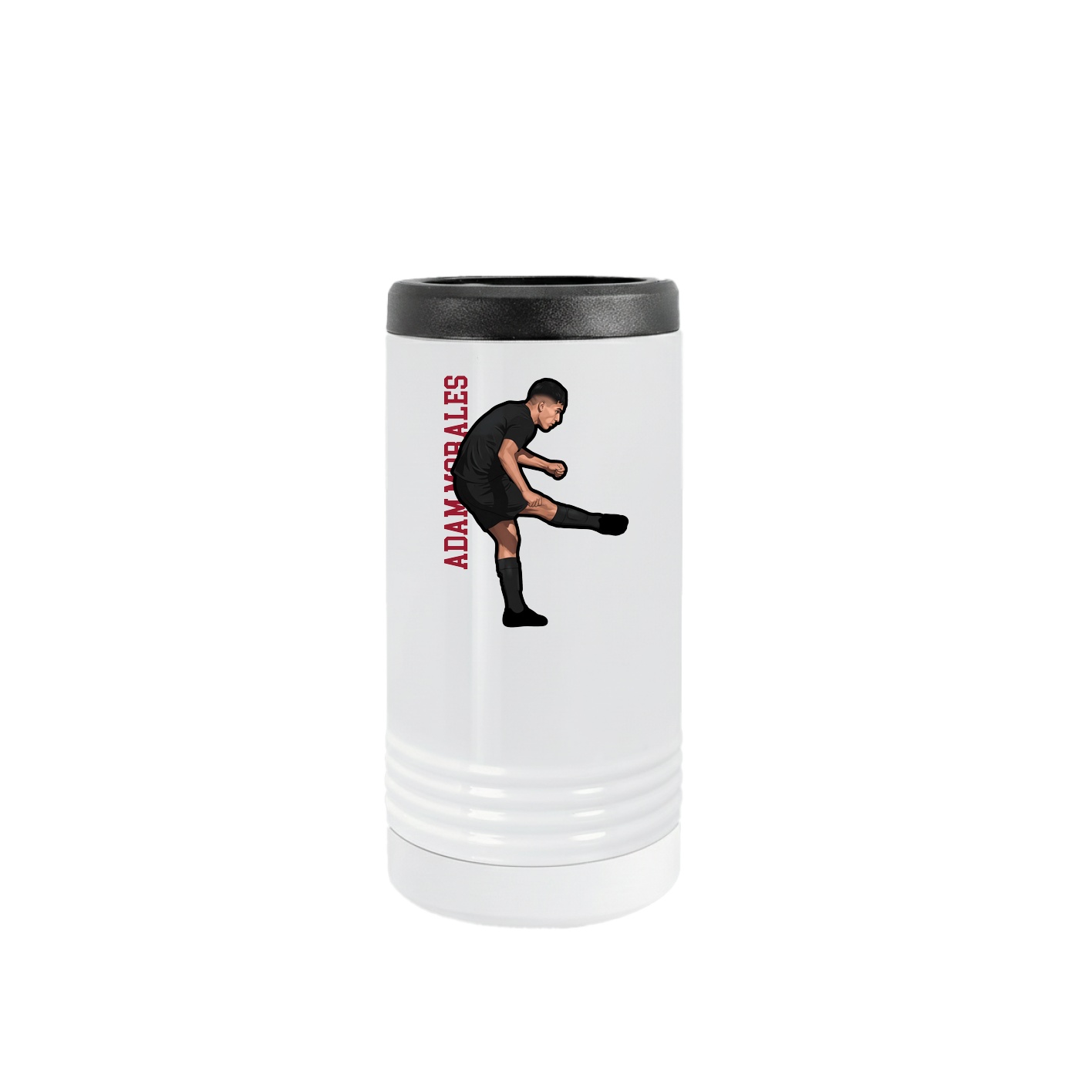 Slim Beverage Holder — Name Vertical in White